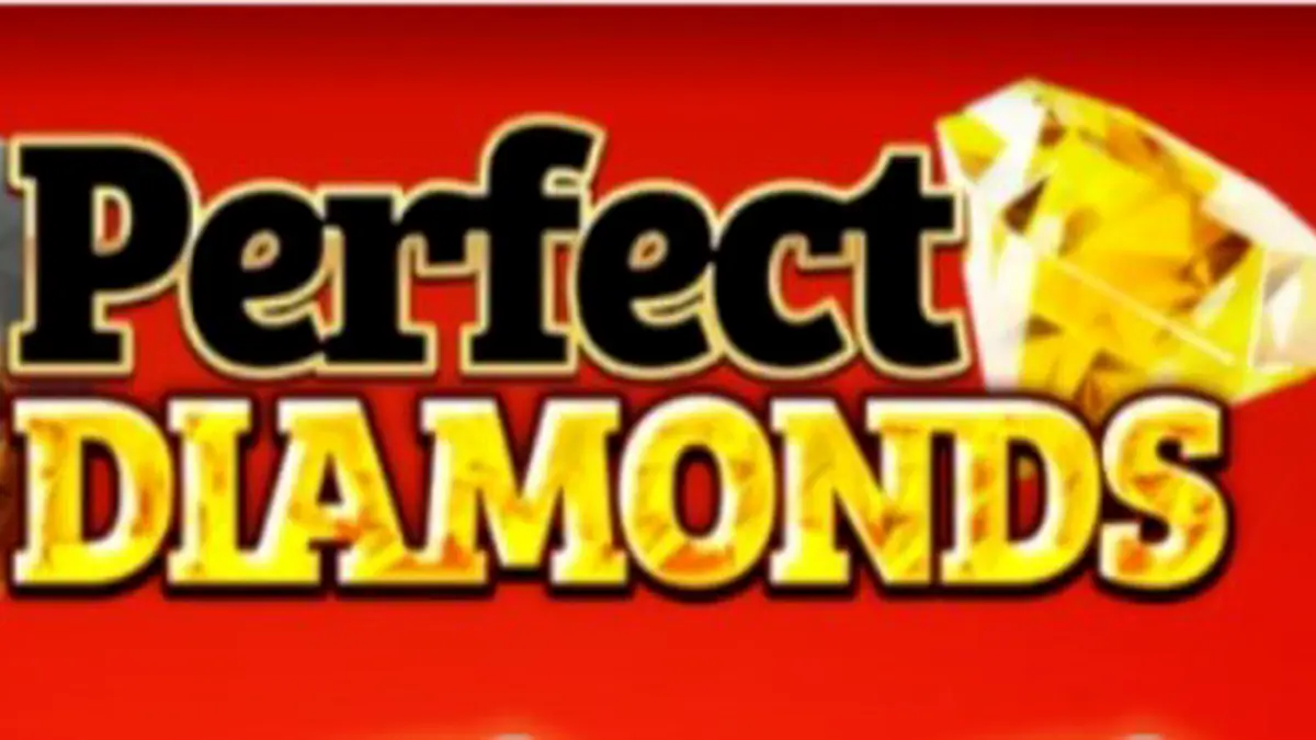 Interface do jogo 5 Perfect Diamonds com símbolos clássicos e diamantes brilhantes
