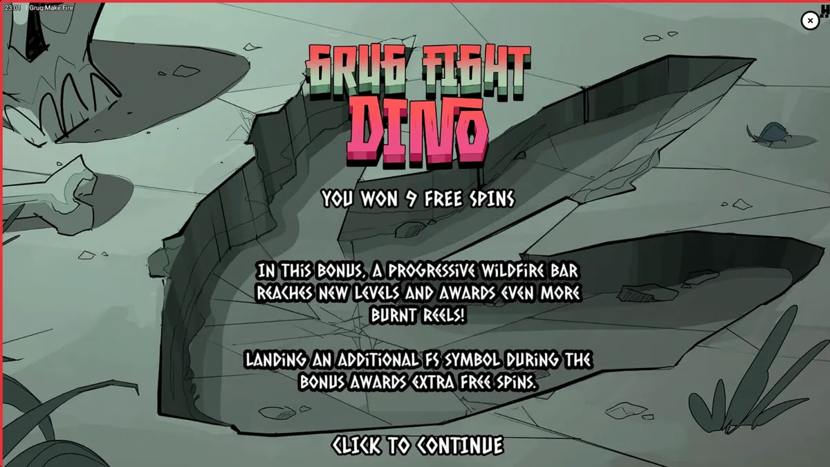 Grug Make Fire slot com elementos visuais de fogo e estilo artístico brutalista